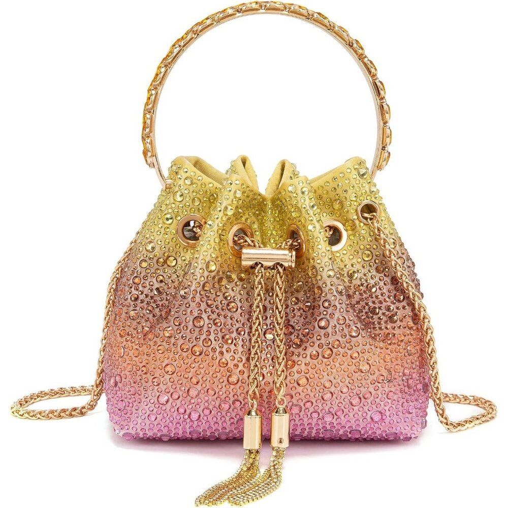 Women's Golden Rhinestones High Quality Sparkly Bling Party Crossbody Clutch